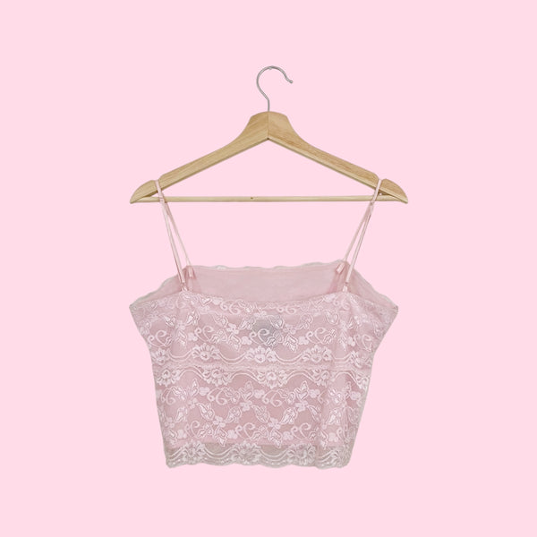 LIGHT PINK LACE TANK (M)