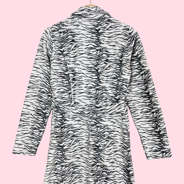 WHITE TIGER FAUX FUR MAXI DUSTER COAT (S)