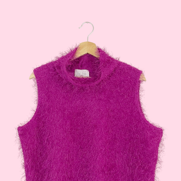 FUCHSIA FUZZY SLEEVELESS TOP (XL/XXL)