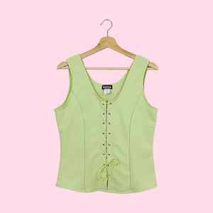 LIME GREEN LACE UP TANK (XL)