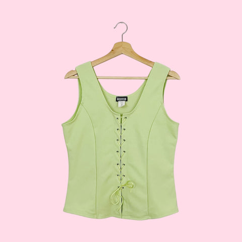 LIME GREEN LACE UP TANK (XL)