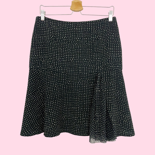 FUZZI BLACK + CREAM DOT MIDI SKIRT (31)