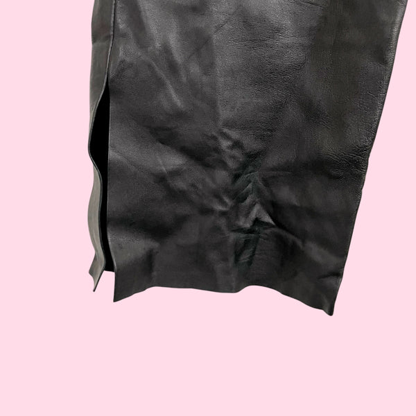 BLACK LEATHER BOOTCUT PANTS (8)