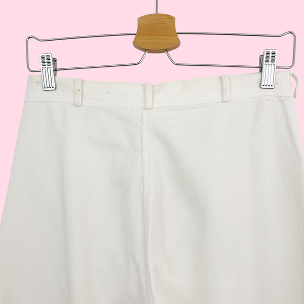 VINTAGE US NAVY WHITE PANTS W/ EMBROIDERED DRAGON (28)