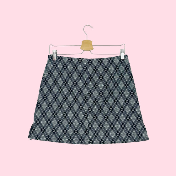 PLAID KNIT MINI SKIRT (L)