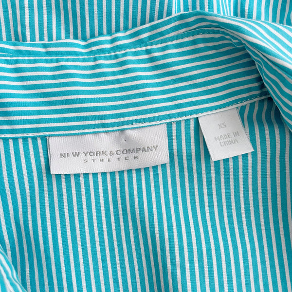 AQUA STRIPED OFFICE SIREN TOP (S)