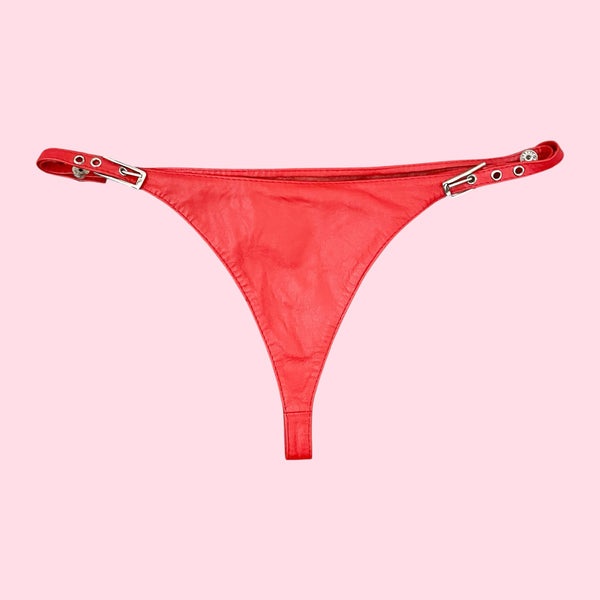 Red Leather Thong (S)