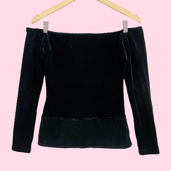 BLACK VELVET OFF THE SHOULDER TOP (M)