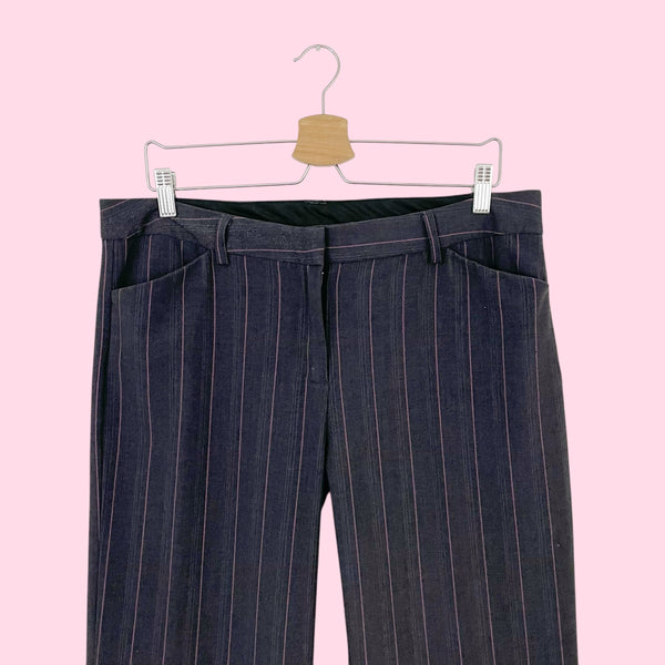 GRAY + PINK PINSTRIPE OFFICE PANTS (12)