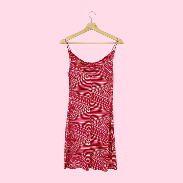 PINK GEOMETRIC STRIPED MIDI DRESS (XS/S)