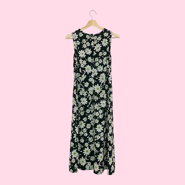 BLACK FLORAL TIE BACK MIDI DRESS (8)