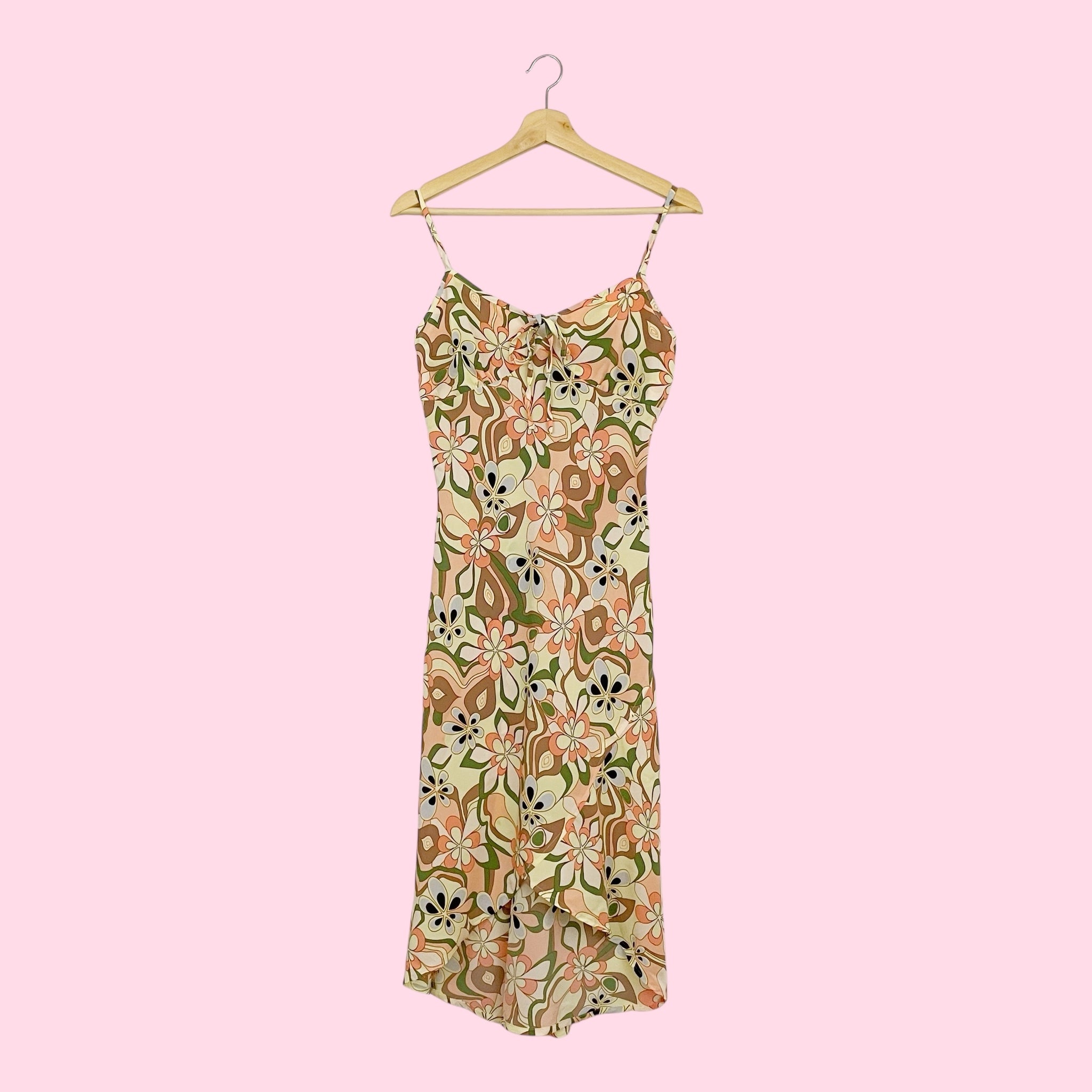 PSYCHEDELIC FLORAL PRINT MIDI DRESS (S)