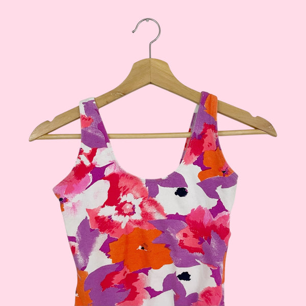 FLORAL COTTON THONG BODYSUIT (S)