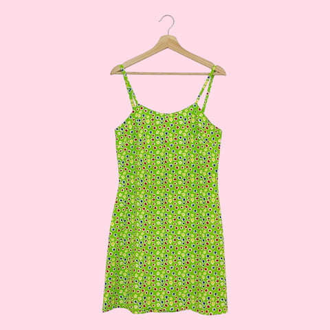 LIME FLORAL MINI DRESS (S)