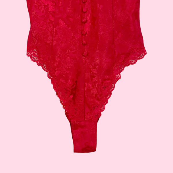 VICTORIA'S SECRET GOLD LABEL RED TEDDY BODYSUIT (S)