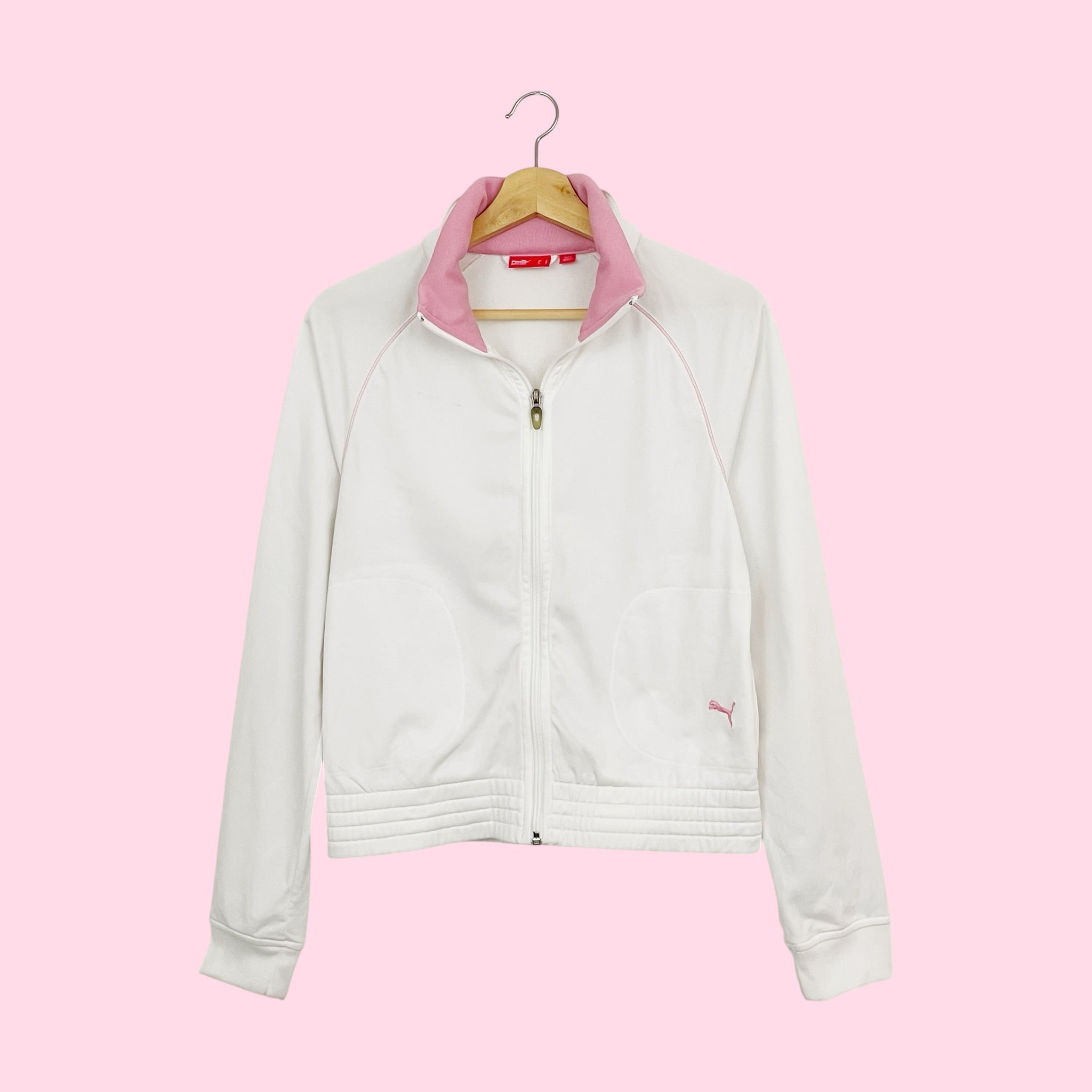 Y2K PUMA WHITE + PINK TRACK JACKET (S)