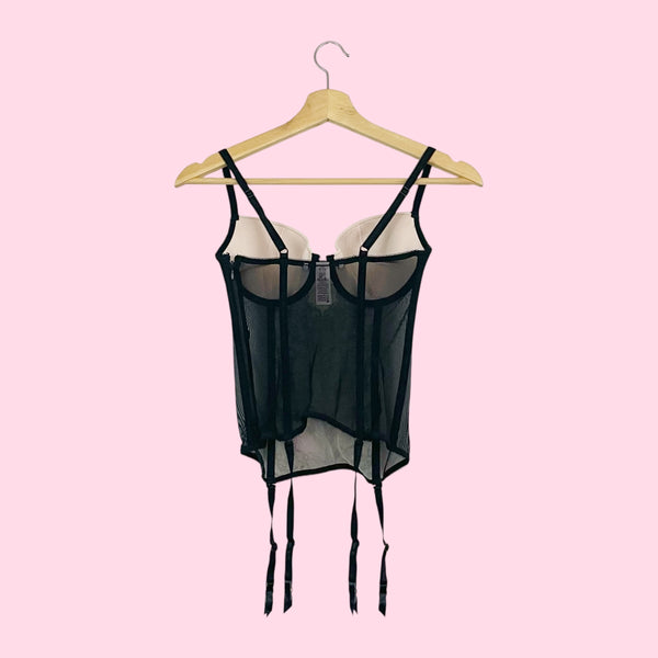 VICTORIA'S SECRET BLACK + CREAM CORSET (34C)