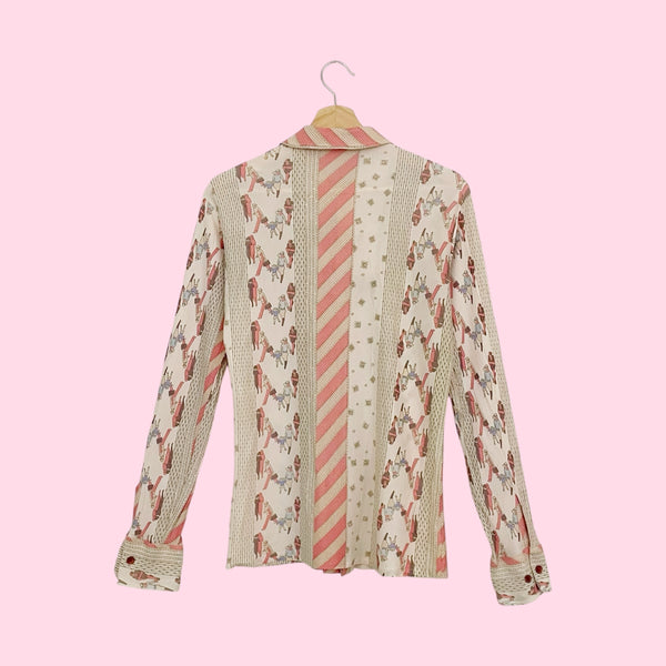 70S NOVELTY PRINT BLOUSE (M)