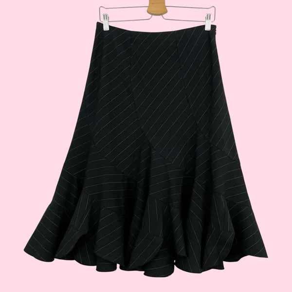 BLACK + PINK PINSTRIPE PANELED MIDI SKIRT (8)