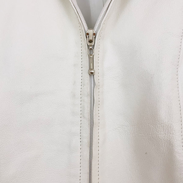 Y2K WHITE LEATHER JACKET (M)