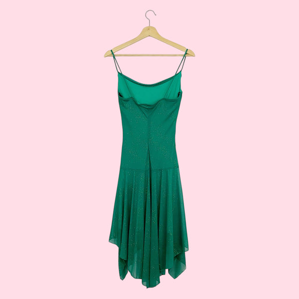 GREEN GLITTER MIDI DRESS (S)