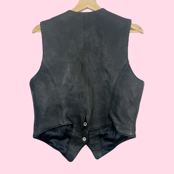 BLACK LEATHER VEST (M)