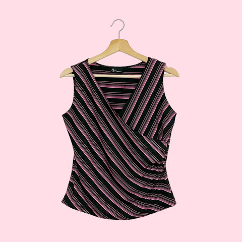 STRIPED RUCHED CROSSOVER TANK (L)