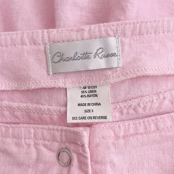 LIGHT PINK LINEN MINI SKIRT (XS)