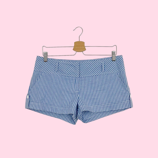 BLUE GINGHAM LOW RISE SHORTS (M)