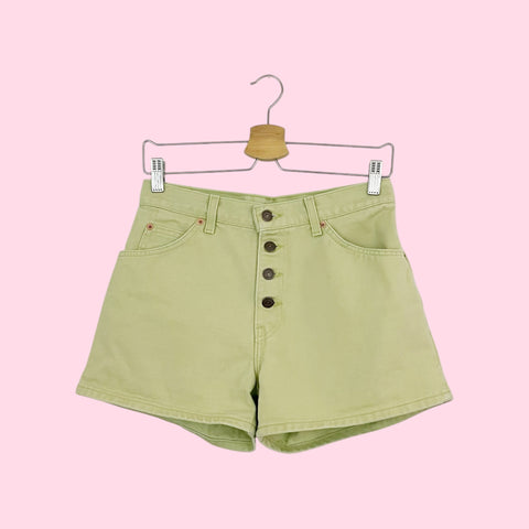 90S LEVI'S GREEN EXPOSED BUTTON FLY SHORTS (29)