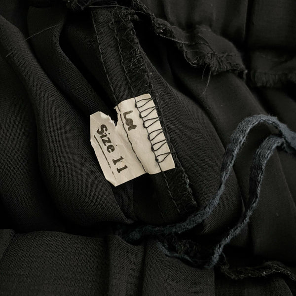BLACK PLEATED SHEER WIDE LEG PANTS (S)