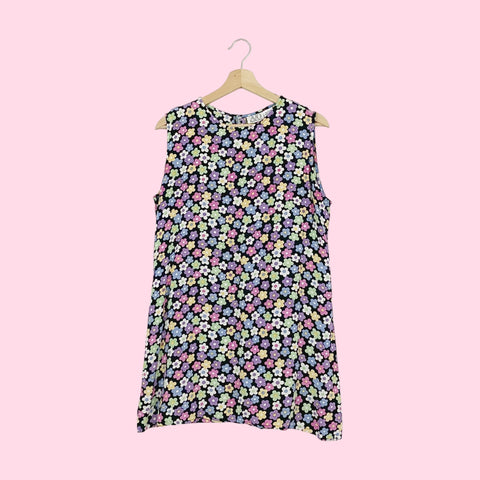 NAVY FLORAL MINI SHIFT DRESS (L)