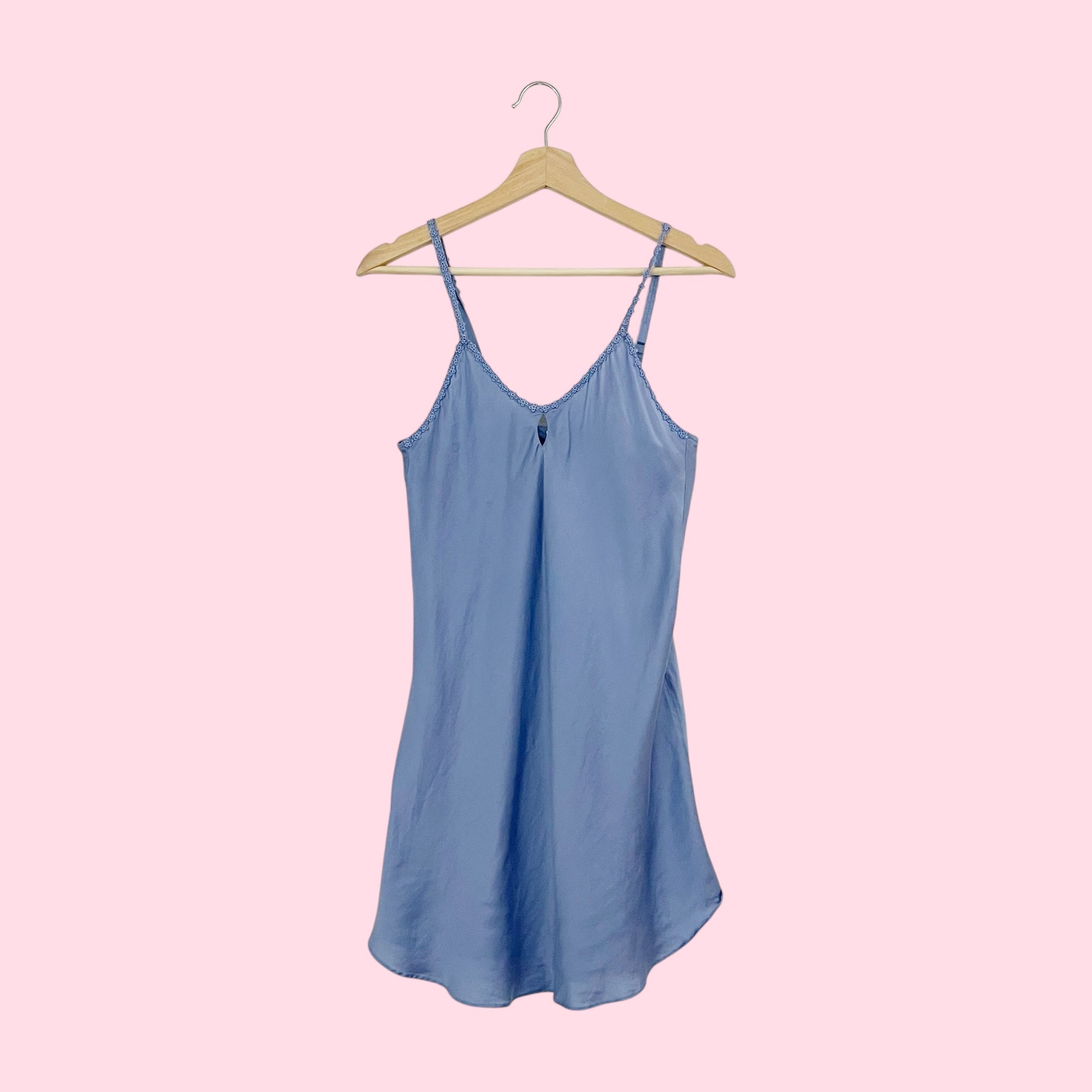 LIGHT BLUE SLIP DRESS W/ DAISY STRAPS (S)