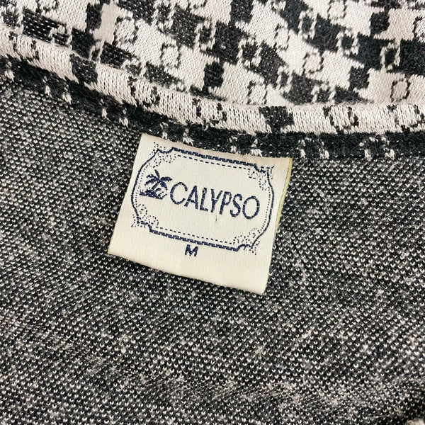 BLACK + WHITE PATTERNED KNIT CARDIGAN TOP (M)