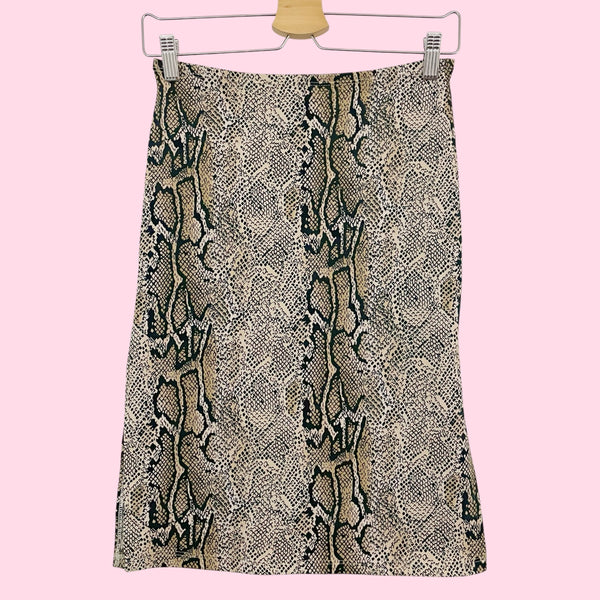 SNAKE PRINT MIDI SKIRT W/ SIDE SLITS (S)
