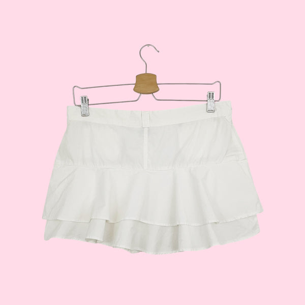 WHITE COTTON RUFFLE MINI SKIRT (8)
