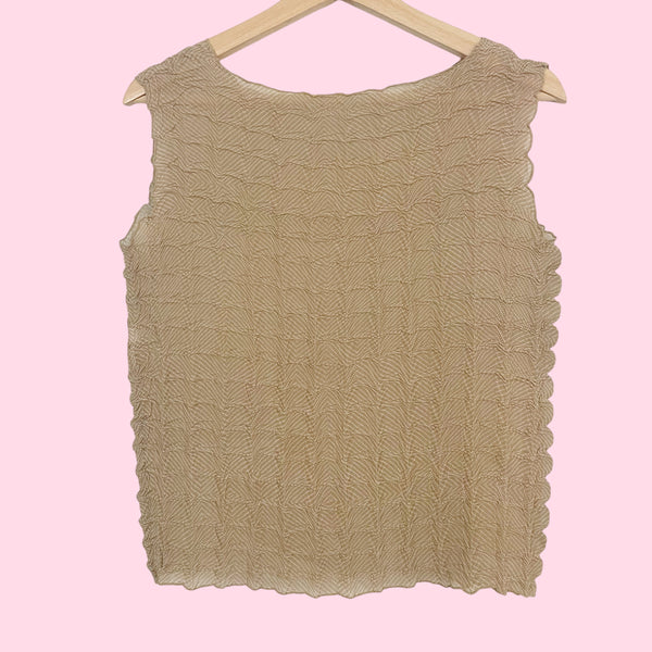 Tan + Cream Wrinkle Blouse (S)