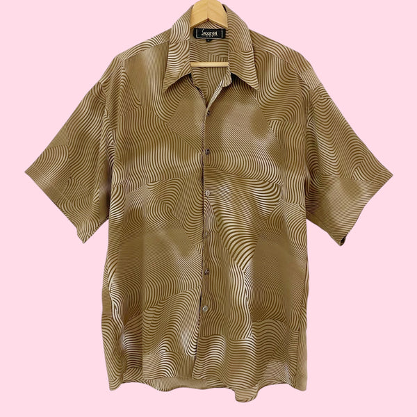 Brown Psychedelic Print Shirt (XL)