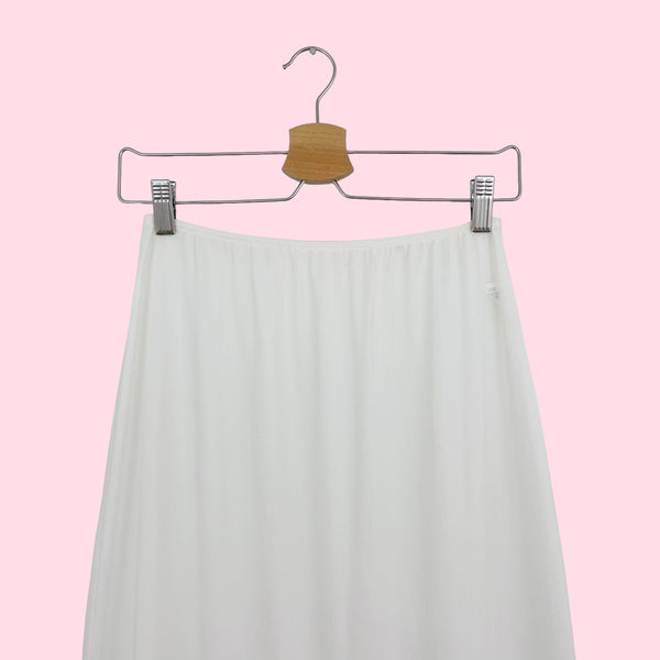 WHITE MAXI SLIP SKIRT (M)