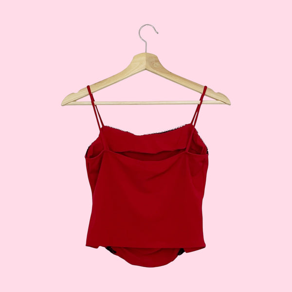 RED + BLACK LACE TRIM TANK (S)