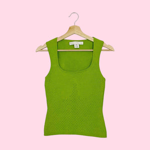 GREEN KNIT PERFORATED TANK (S)