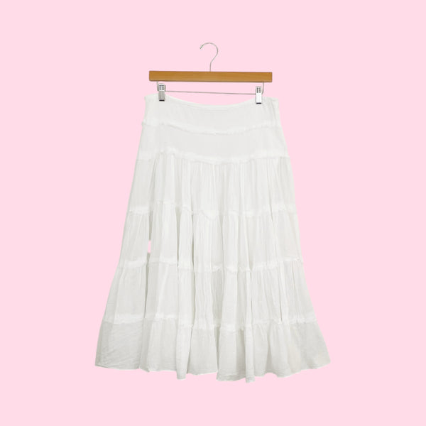 Y2K White Guazey Prairie Skirt (S/M)