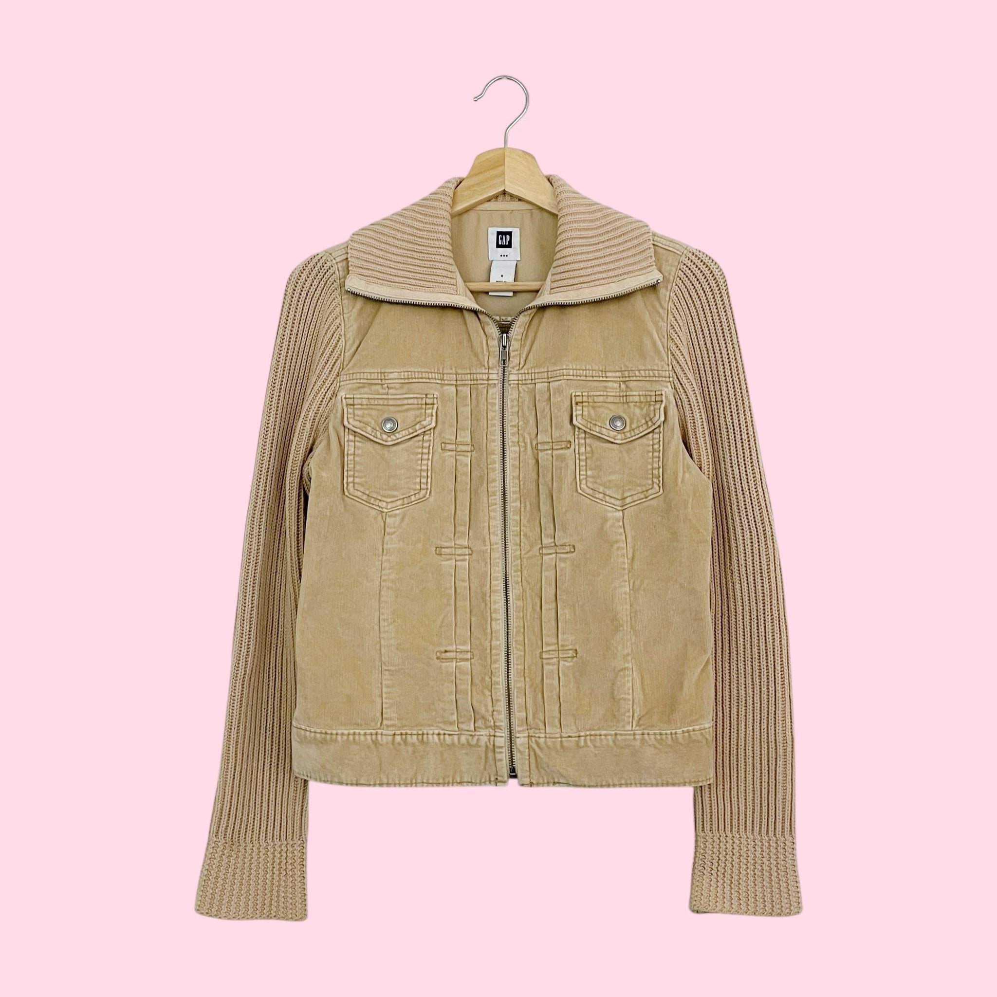 TAN CORDUROY KNIT JACKET (S)