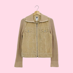 TAN CORDUROY KNIT JACKET (S)