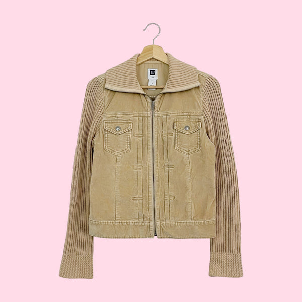 TAN CORDUROY KNIT JACKET (S)