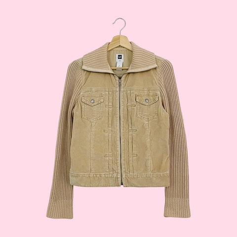 TAN CORDUROY KNIT JACKET (S)