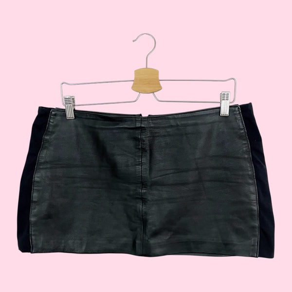 BLACK LEATHER MICRO MINI SKIRT (XL)