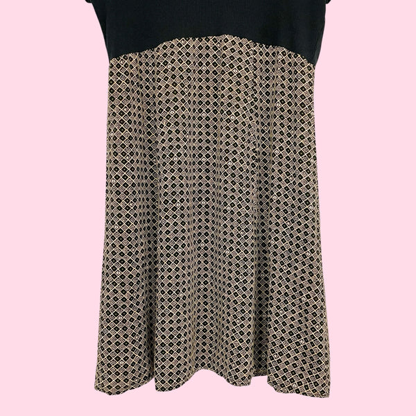 FLORAL RAYON MINI DRESS W/ RIBBED TOP (M)