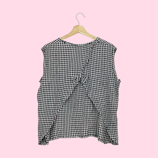 NAVY GINGHAM OPEN BACK TANK (M)