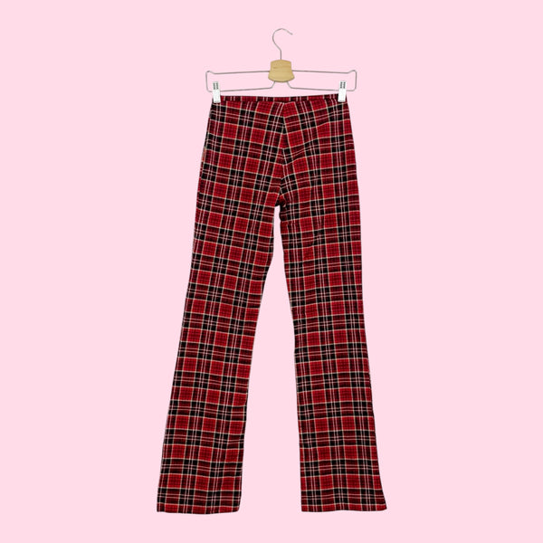 RED PLAID BOOTCUT PANTS (2)